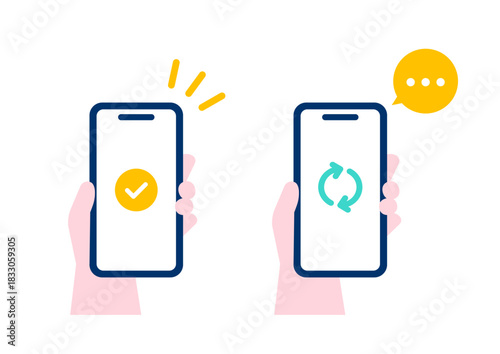 スマホの画面と手元のイメージイラスト