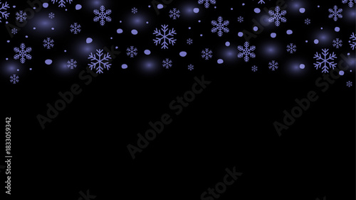 Abstract banner made of blue and purple snowflakes. Vector illustration