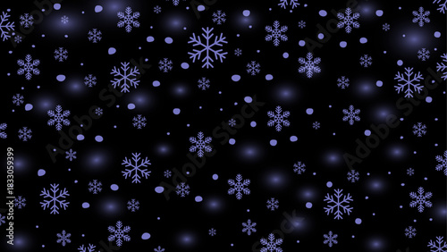 Abstract background of blue and purple snowflakes. Vector illustration