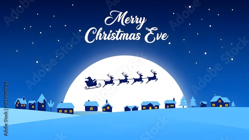 Christmas Eve Santa Sleigh Illustration