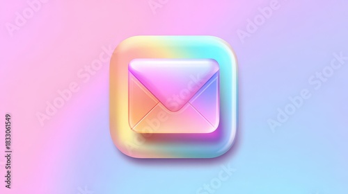 Vibrant, three-dimensional email icon on a pastel background.