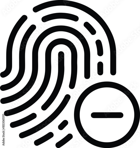 Black fingerprint icon with a minus symbol in a circle