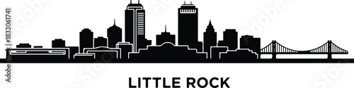Little rock arkansas skyline silhouette with bridge