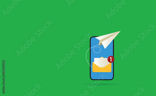 Send email from smartphone,Message transfer sign business concept
