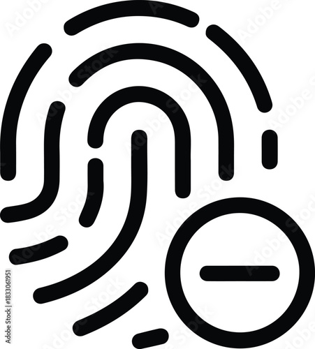 Black fingerprint icon with minus symbol remove delete 1