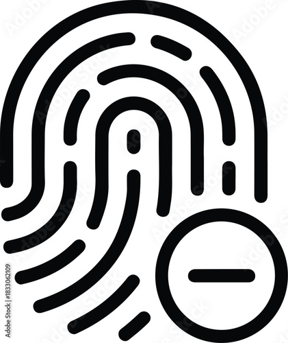 Black Fingerprint Icon with Minus Symbol remove delete 2