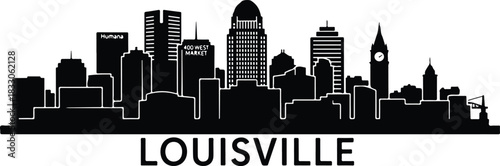 Louisville skyline silhouette cityscape black and white