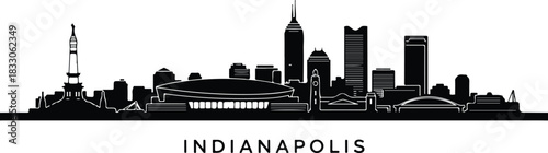 Indianapolis skyline silhouette black and white cityscape