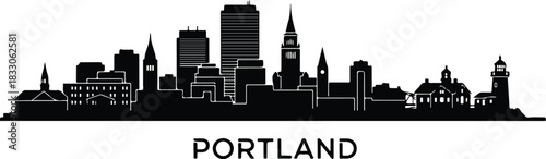 Black silhouette of the portland oregon skyline