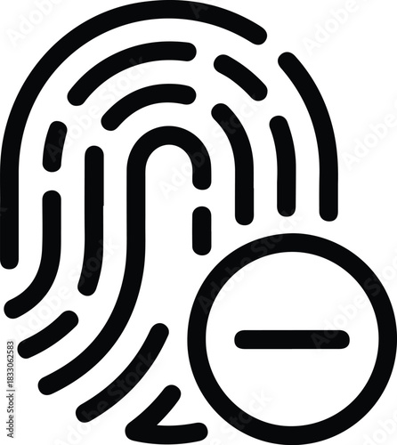 Black fingerprint icon with minus symbol remove delete 13