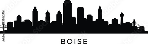 Boise idaho city skyline silhouette black and white