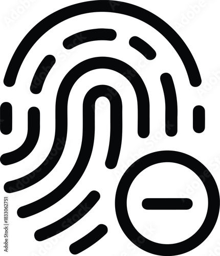 Black Fingerprint Remove Icon With Minus Symbol delete