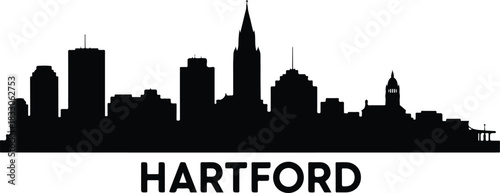Hartford connecticut skyline silhouette black and white