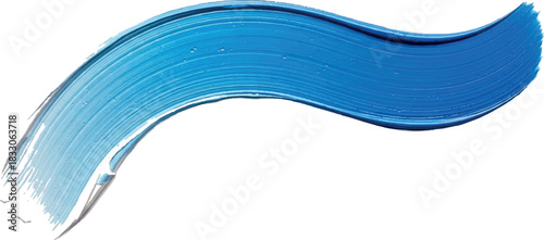 Blue paint stroke on white background artistic abstract design.