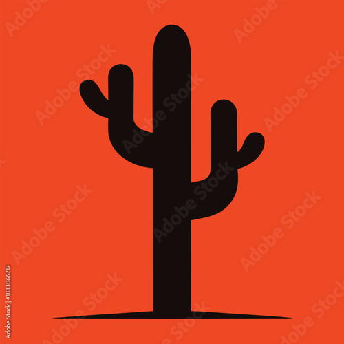 Clean vector silhouette of a cactus in a desert theme isolated on white background
