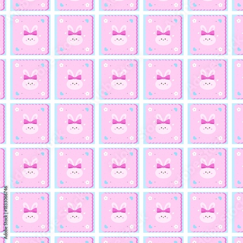 Patter bunny cute pink , baby girl arrival announcement card 