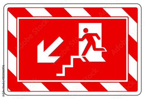 Left Exit Down Stair Symbol Sign, Vector Illustration, Isolate On White Background Label.EPS10