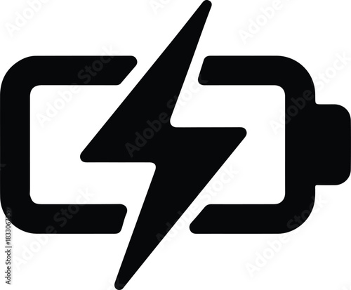 Black battery icon with lightning bolt symbol power