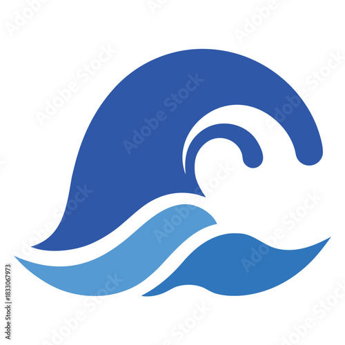 Simple smooth ocean wave silhouette graphic element isolated on white background