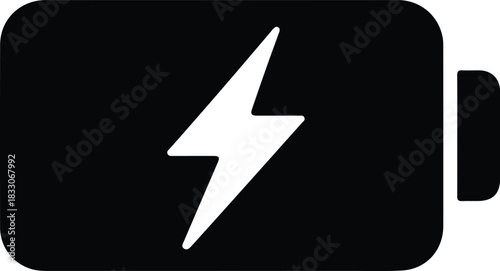 Black battery icon with white lightning bolt symbol 5