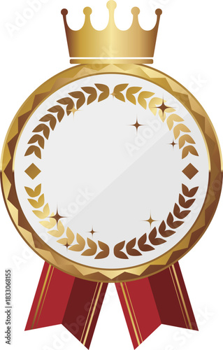 高級感のあるエンブレムフレーム　ホワイト＆ゴールド