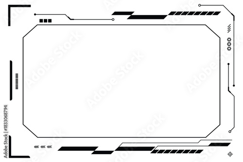 Black control panel abstract modern technology futuristic interface hud ui on white background.