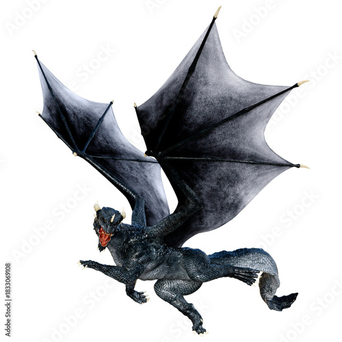 3D Rendering Fairy Tale Dragon on White