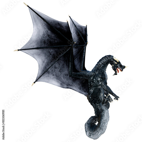 3D Rendering Fairy Tale Dragon on White