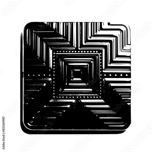 Abstract black and white modern art square design with geometric pattern illustration