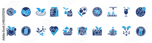 organic food icon set glyph blue