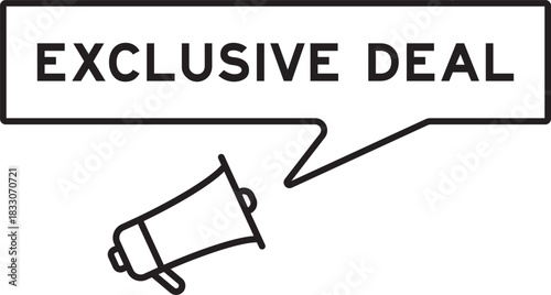 Megaphone icon with speech bubble in word exclusive deal on white background