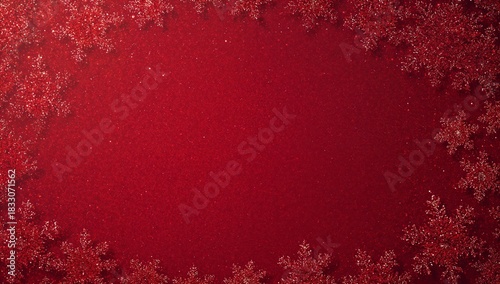 Festive Red Background With Snowflakes and Holiday Decorations for Celebration