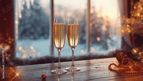 Celebrate Moments With Sparkling Drinks by the Window During Winter Evenings