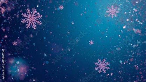 Colorful Snowflakes and Shimmering Particles Create a Magical Winter Wonderla...