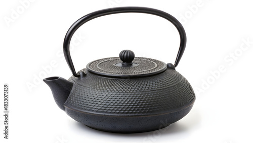 Cast Iron Black Japanese Teapot – PNG Isolated on Transparent Background