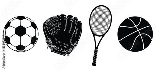 Sports Equipment SilhouettesTitle: Sports equipment silhouettesKeywords: sports equipment, soccer