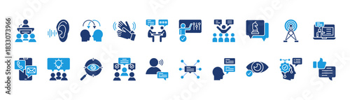 communication icon set glyph blue