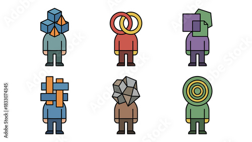Abstract Figures with Geometric Heads