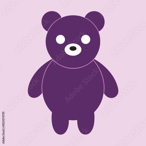 Cute kawaii bear silhouette simple rounded vector design isolated on white background