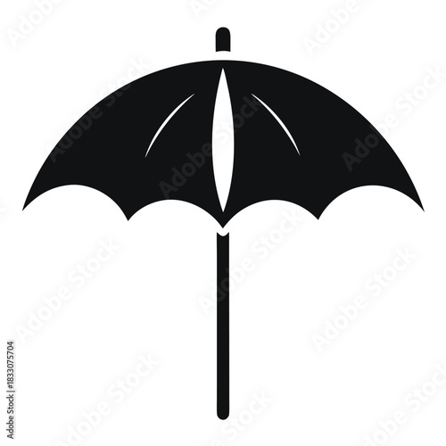 Clean curved shape umbrella silhouette graphic element isolated on white background