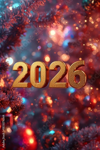 Celebration of New Year 2026 With Festive Decorations and Bright Colors