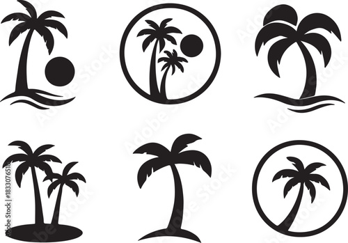Palm Tree Logo Pack Beach, Sun & Wave Icons