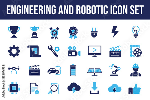 Engineering and Robotic Icon Set Keywords: engineering, robotics, icon set, icons, technology