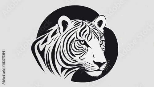 Wildcat power big cat tattoo design, black feline mammal animal head vector illustration