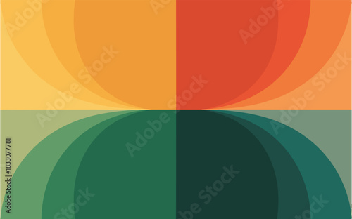 Abstract contemporary geometric composition with semicircle in color combination