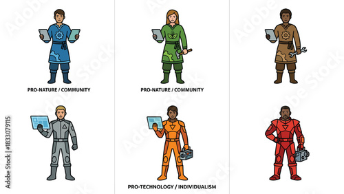 Pro-Nature vs. Pro-Technology: Diverse Characters with Tablets