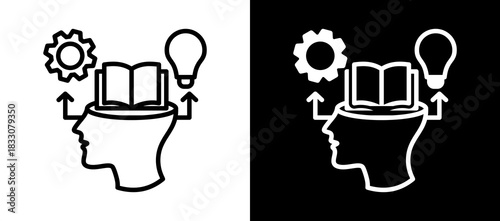 Learn New Skills whiteblack icon