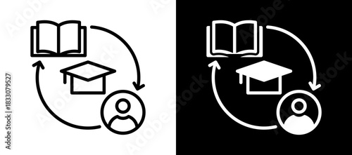 Continuous Learning whiteblack icon