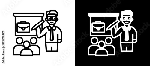 Employee Training whiteblack icon