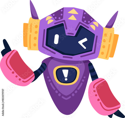 Cute robot icon with friendly face and antenna. Perfect AI chatbot avatar for digital assistant apps, tech support interfaces, and virtual communication platforms.

